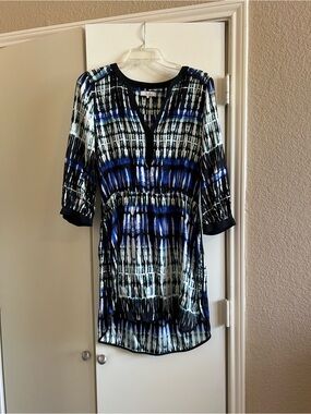 Parker Blue Black White Abstract-Print Tunic